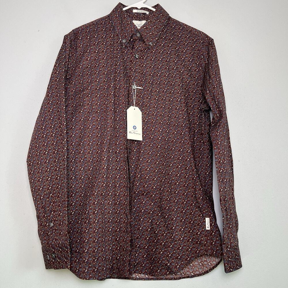 NWT Ben Sherman Men's' Paisley Button Down Shirt Sz M Stretch Fit